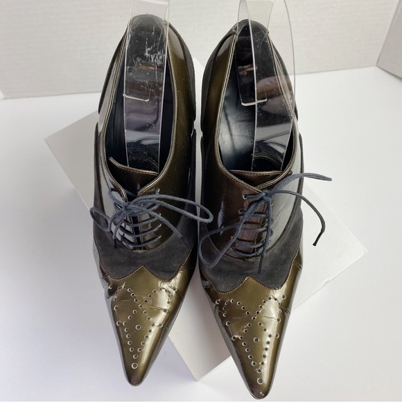 Richard Tyler Retro Lace-Up Oxford Heel Bootie Shoes - Picture 2 of 8